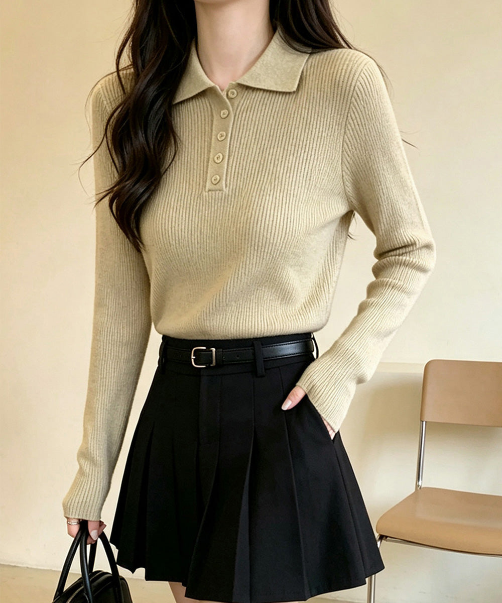 ポロリブニットトップス ベーシック春秋服 詳細画像14