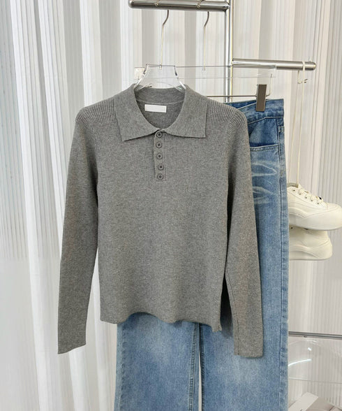 ポロリブニットトップス ベーシック春秋服 レディース 大人カジュアル 襟付きニット きれいめニットセーター 細見え無地ニットインナー お洒落ニットソー秋冬 韓国風 90CHENXINI-023