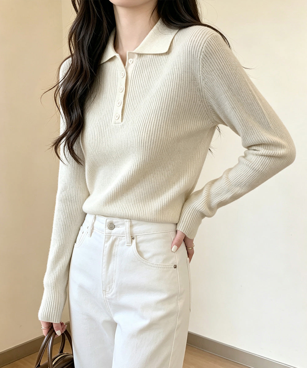 ポロリブニットトップス ベーシック春秋服 詳細画像18
