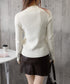 ポロリブニットトップス ベーシック春秋服 レディース 大人カジュアル 襟付きニット きれいめニットセーター 細見え無地ニットインナー お洒落ニットソー秋冬 韓国風 90CHENXINI-023