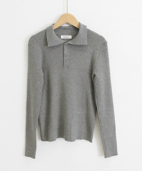 ポロリブニットトップス ベーシック春秋服 レディース 大人カジュアル 襟付きニット きれいめニットセーター 細見え無地ニットインナー お洒落ニットソー秋冬 韓国風 90CHENXINI-023