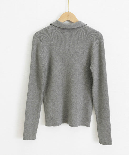 ポロリブニットトップス ベーシック春秋服 レディース 大人カジュアル 襟付きニット きれいめニットセーター 細見え無地ニットインナー お洒落ニットソー秋冬 韓国風 90CHENXINI-023