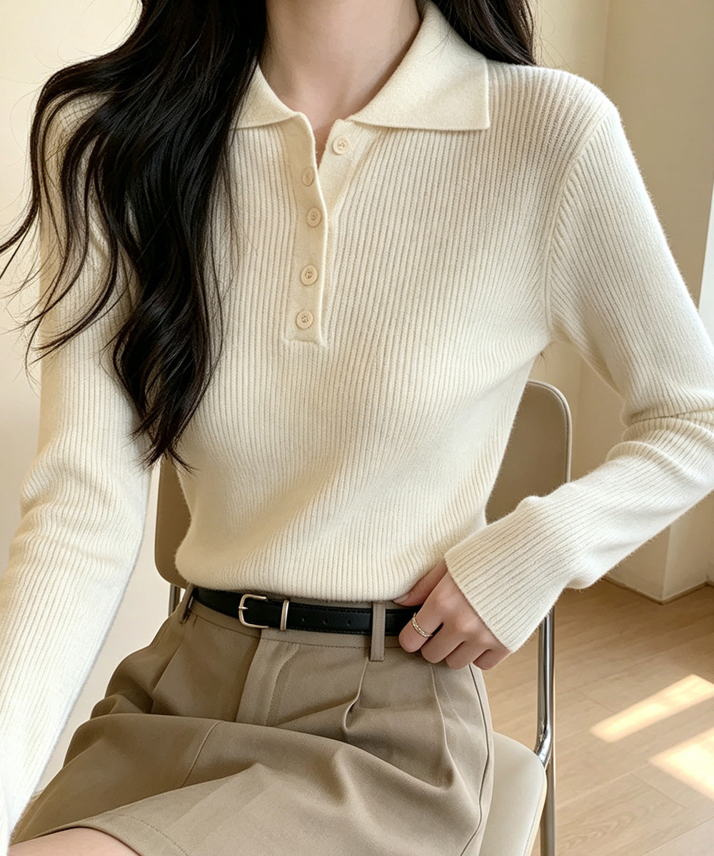 ポロリブニットトップス ベーシック春秋服 詳細画像4