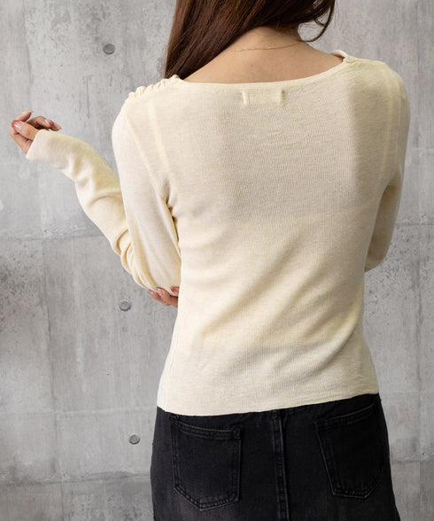 長袖ドレープニットトップス Vネック秋冬 美しい胸元ニットプルオーバー レディース 柔らかいニット きれいめカジュアル 韓国風ニットソー 大人可愛い着やせトップス 90CHENXINI-025