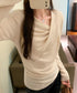 長袖ドレープニットトップス Vネック秋冬 美しい胸元ニットプルオーバー レディース 柔らかいニット きれいめカジュアル 韓国風ニットソー 大人可愛い着やせトップス 90CHENXINI-025