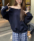 オフショルダースウェット長袖レースリボン 大人可愛いスウェット レディース 韓国風 おしゃれトレーナー無地 萌え袖ガーリートップス カジュアルきれいめ秋冬服抜け感 90CHENXINI-027