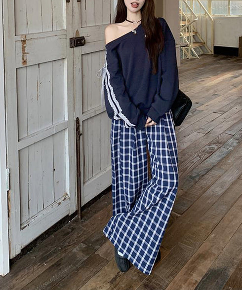 オフショルダースウェット長袖レースリボン 大人可愛いスウェット レディース 韓国風 おしゃれトレーナー無地 萌え袖ガーリートップス カジュアルきれいめ秋冬服抜け感 90CHENXINI-027