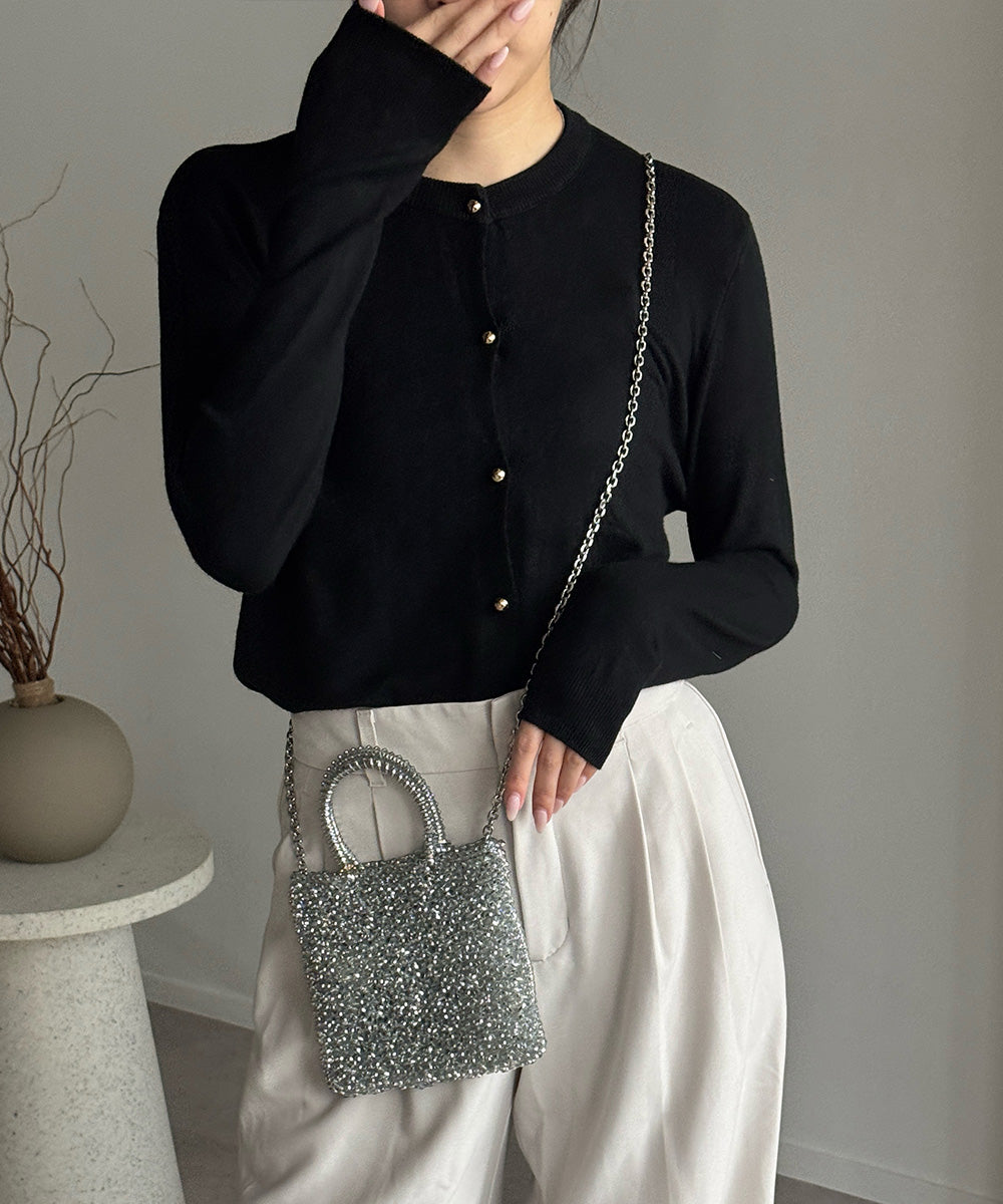 金ボタンショートニットカーディガン韓国風 詳細画像27