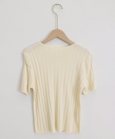 サマーニットトップス半袖 カットソー夏服 薄手リブニットTシャツレディース ベーシックニット着やせトップス 通勤通学 オフィスカジュアル シンプルニットソー着回し 90CHENXINI-030