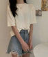 サマーニットトップス半袖 カットソー夏服 薄手リブニットTシャツレディース ベーシックニット着やせトップス 通勤通学 オフィスカジュアル シンプルニットソー着回し 90CHENXINI-030