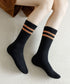 カシミヤ風ソックス 冷え取り 暖かい靴下 2本ライン 厚手クルーソックス リブ編みソックス ルームソックス 通学 あったか靴下カラバリ レトロカラーソックスお洒落 90CTYY-001