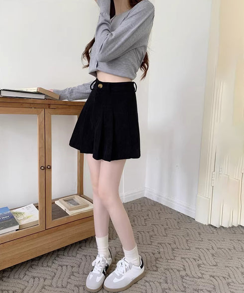 コーデュロイ ショートパンツ レディース ハイウエスト美脚短パン 大人可愛い レトロショーパン カジュアル おしゃれ ワイドレッグミニ丈パンツ着やせ Aライン脚長 90DAK-003