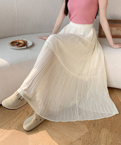 シフォンスカート ロングプリーツスカート レディース ハイウエスト ティアードスカート きれいめ Aラインスカート マキシフレアスカート 大人韓国風シアースカート 90DAX-001