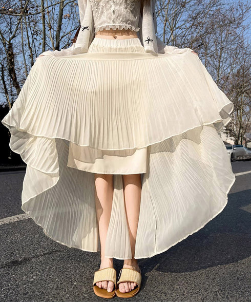 シフォンスカート ロングプリーツスカート レディース ハイウエスト ティアードスカート きれいめ Aラインスカート マキシフレアスカート 大人韓国風シアースカート 90DAX-001