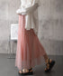 チュールスカート韓国風マーメイドスカート リバーシブルきれいめプリーツスカートおしゃれ ハイウエストロングスカート ウエストゴムフレアスカート ボリューム美脚脚長 90DAX-002