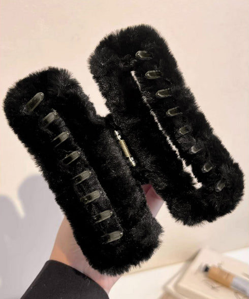 ファーバンスクリップ 韓国 ヘアクリップ 大人可愛い ふわふわ ヘアアクセサリー もこもこ お洒落 髪留め ハーフアップ しっかり挟めるまとめ髪 便利グッズ 秋冬 90FXZ-001