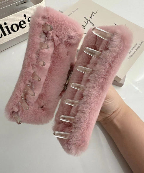 ファーバンスクリップ 韓国 ヘアクリップ 大人可愛い ふわふわ ヘアアクセサリー もこもこ お洒落 髪留め ハーフアップ しっかり挟めるまとめ髪 便利グッズ 秋冬 90FXZ-001