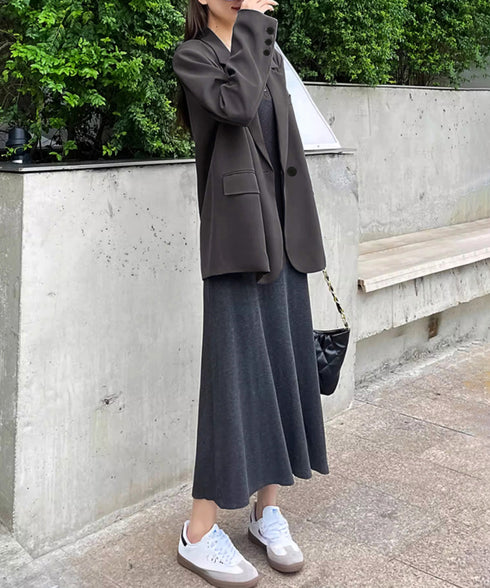 テーラードジャケット ゆったりレディース 1つボタン韓国風ジャケット 春夏秋軽アウター おしゃれ ベーシックスーツジャケット 通勤ライトアウターオフィスカジュアル 90HHJ-001