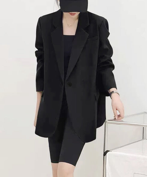テーラードジャケット ゆったりレディース 1つボタン韓国風ジャケット 春夏秋軽アウター おしゃれ ベーシックスーツジャケット 通勤ライトアウターオフィスカジュアル 90HHJ-001