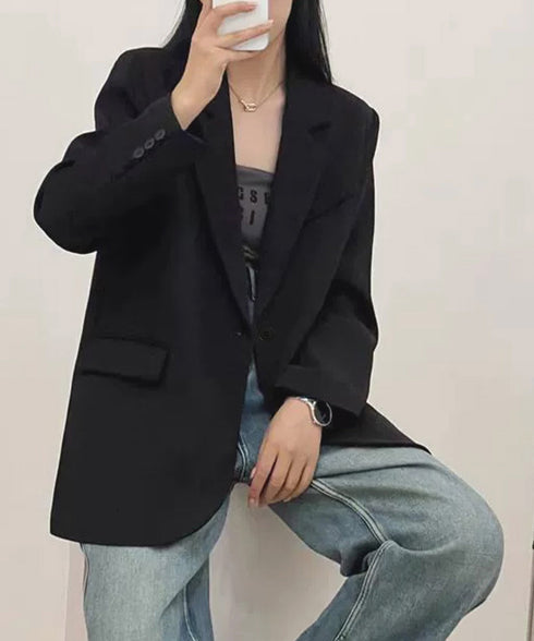 テーラードジャケット ゆったりレディース 1つボタン韓国風ジャケット 春夏秋軽アウター おしゃれ ベーシックスーツジャケット 通勤ライトアウターオフィスカジュアル 90HHJ-001