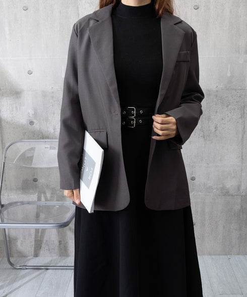 テーラードジャケット ゆったりレディース 1つボタン韓国風ジャケット 春夏秋軽アウター おしゃれ ベーシックスーツジャケット 通勤ライトアウターオフィスカジュアル 90HHJ-001