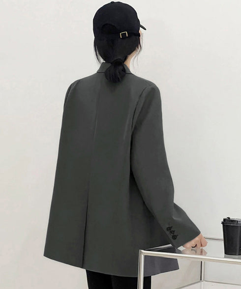 テーラードジャケット ゆったりレディース 1つボタン韓国風ジャケット 春夏秋軽アウター おしゃれ ベーシックスーツジャケット 通勤ライトアウターオフィスカジュアル 90HHJ-001