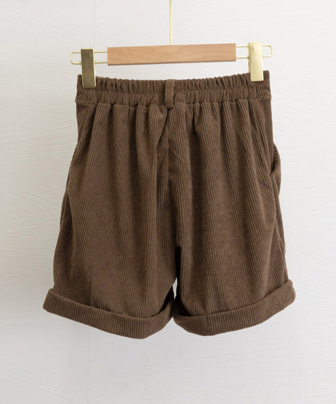 コーデュロイショートパンツ ハイウエスト 秋冬短パン ロールアップ ハーフパンツ 膝上丈ボトムス 着やせ オフィスカジュアル 美脚脚長 韓国風ショーパン体型カバー 90HPSY-001