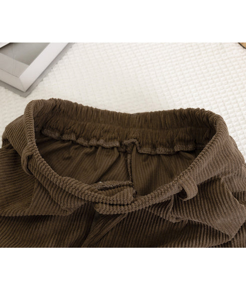 コーデュロイショートパンツ ハイウエスト 秋冬短パン ロールアップ ハーフパンツ 膝上丈ボトムス 着やせ オフィスカジュアル 美脚脚長 韓国風ショーパン体型カバー 90HPSY-001