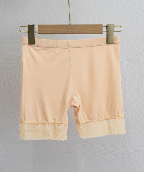 ペチコート3枚セット 裾レースペチパンツ ハイウエスト 薄手インナーパンツ 透け防止 ウエストゴム見せパン チラ見せ防止 肌着 女性下着 春夏 蒸れないショーパン 90HS-001