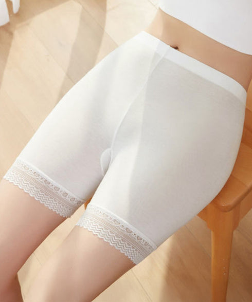 ペチコート3枚セット 裾レースペチパンツ ハイウエスト 薄手インナーパンツ 透け防止 ウエストゴム見せパン チラ見せ防止 肌着 女性下着 春夏 蒸れないショーパン 90HS-001