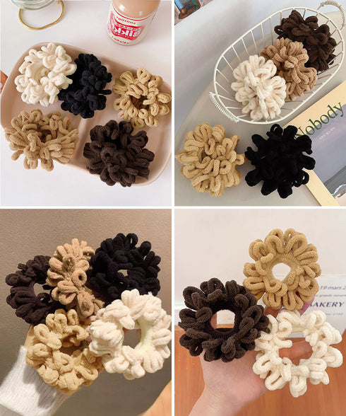 韓国風もこもこシュシュ 大人可愛い髪飾り 高弾力毛糸シュシュ ヘアゴム ヘアアクセサリー まとめ髪 きれいめ 髪留め ポニーテールゴム 簡単ヘアアレンジ秋冬小物 90HUANS-001