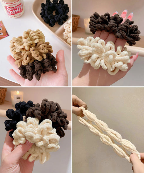 韓国風もこもこシュシュ 大人可愛い髪飾り 高弾力毛糸シュシュ ヘアゴム ヘアアクセサリー まとめ髪 きれいめ 髪留め ポニーテールゴム 簡単ヘアアレンジ秋冬小物 90HUANS-001