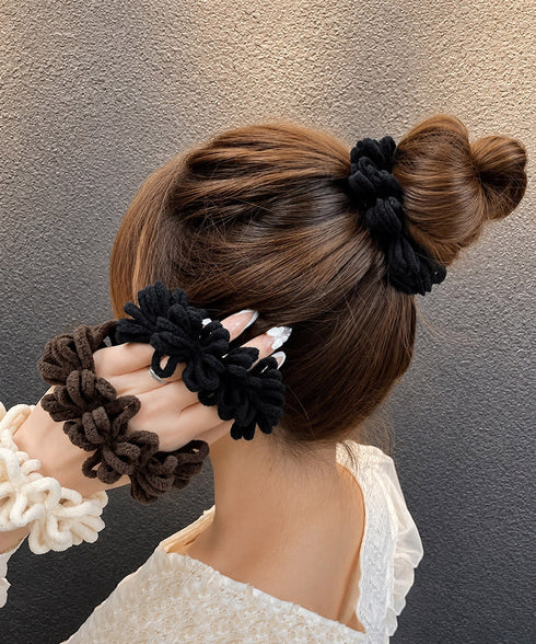 韓国風もこもこシュシュ 大人可愛い髪飾り 高弾力毛糸シュシュ ヘアゴム ヘアアクセサリー まとめ髪 きれいめ 髪留め ポニーテールゴム 簡単ヘアアレンジ秋冬小物 90HUANS-001