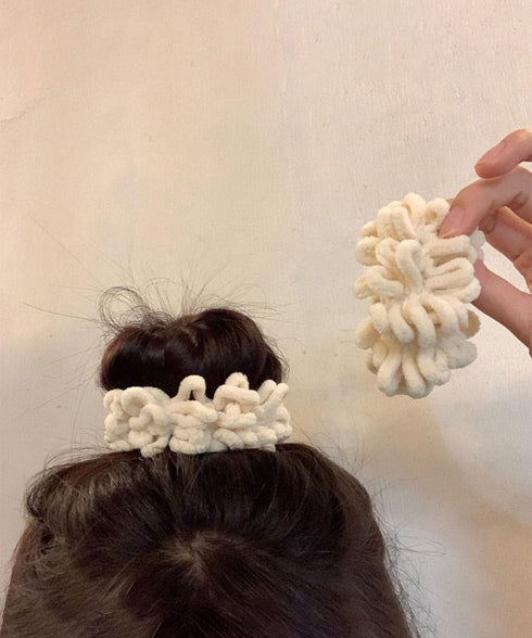 韓国風もこもこシュシュ 大人可愛い髪飾り 高弾力毛糸シュシュ ヘアゴム ヘアアクセサリー まとめ髪 きれいめ 髪留め ポニーテールゴム 簡単ヘアアレンジ秋冬小物 90HUANS-001