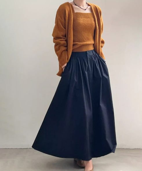 ニットアンサンブル着回しニット2点セット 大人可愛い キャミ付き ニットカーディガン 着やせ ソフトタッチ ニットセット無地 ニット羽織りノーカラーニットアウター 90HYHT-004