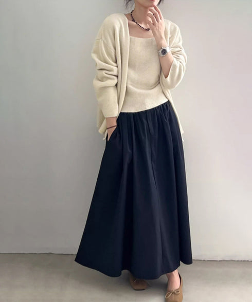 ニットアンサンブル着回しニット2点セット 大人可愛い キャミ付き ニットカーディガン 着やせ ソフトタッチ ニットセット無地 ニット羽織りノーカラーニットアウター 90HYHT-004