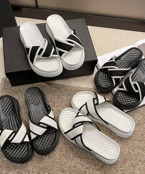 厚底サンダル ねじり配色クロスサンダル夏 レディース 歩きやすい フラットサンダル 履きやすい サマーサンダル コンフォートカジュアルシューズ 軽量美脚 痛くない 90JIANLONG-001