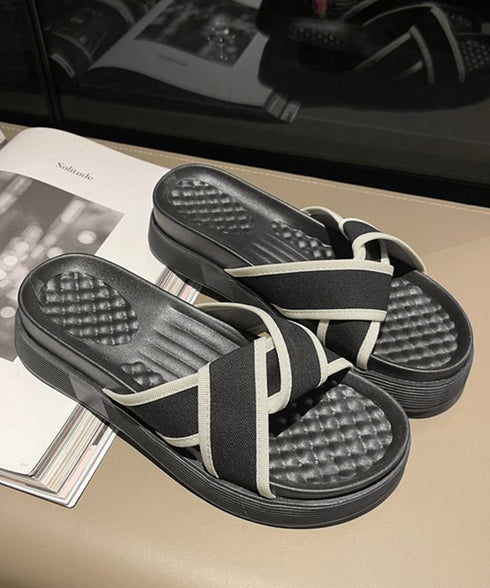 厚底サンダル ねじり配色クロスサンダル夏 レディース 歩きやすい フラットサンダル 履きやすい サマーサンダル コンフォートカジュアルシューズ 軽量美脚 痛くない 90JIANLONG-001