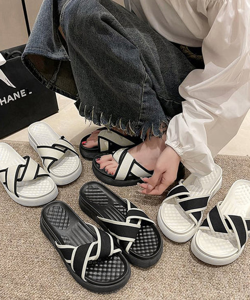 厚底サンダル ねじり配色クロスサンダル夏 レディース 歩きやすい フラットサンダル 履きやすい サマーサンダル コンフォートカジュアルシューズ 軽量美脚 痛くない 90JIANLONG-001