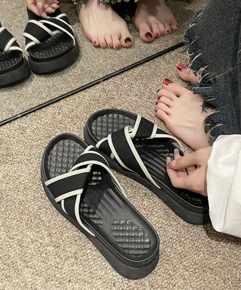 厚底サンダル ねじり配色クロスサンダル夏 レディース 歩きやすい フラットサンダル 履きやすい サマーサンダル コンフォートカジュアルシューズ 軽量美脚 痛くない 90JIANLONG-001