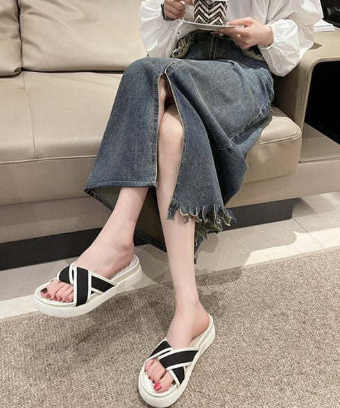 厚底サンダル ねじり配色クロスサンダル夏 レディース 歩きやすい フラットサンダル 履きやすい サマーサンダル コンフォートカジュアルシューズ 軽量美脚 痛くない 90JIANLONG-001