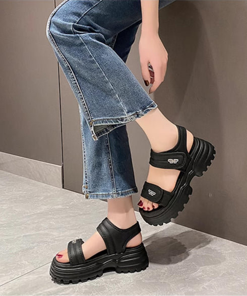 厚底ベルクロサンダル スポーツサンダル夏 レディース マジックテープ ベルトサンダル 歩きやすい オルチャン コンフォートサンダル 美脚脚長 旅行夏靴 疲れにくい 90JIANLONG-002