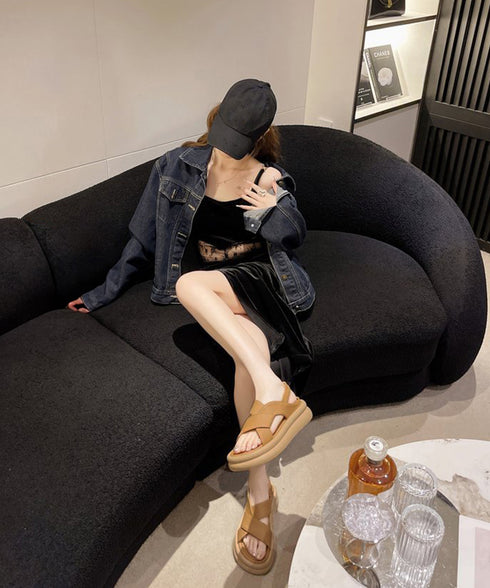 厚底クロスサンダル コンフォートサンダル レディース 歩きやすい スポーツサンダル 軽量おしゃれ サマーサンダル 履きやすい カジュアル 美脚 ボリュームソール靴 90JIANLONG-003