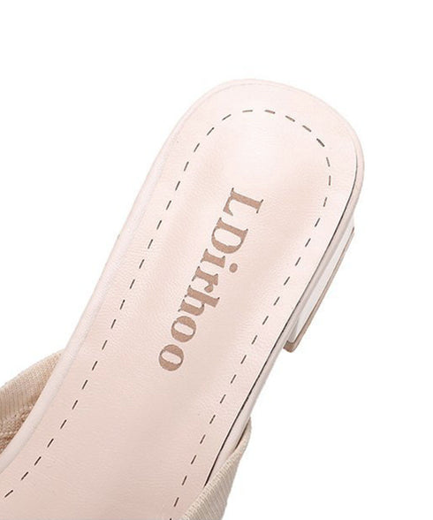 ニットミュールパンプス チャンキーヒール レディース ポインテッドトゥ パンプスサンダル 履きやすい かかとなしパンプス 歩きやすい キレイめ 美脚サンダル韓国風 90JIANLONG-004