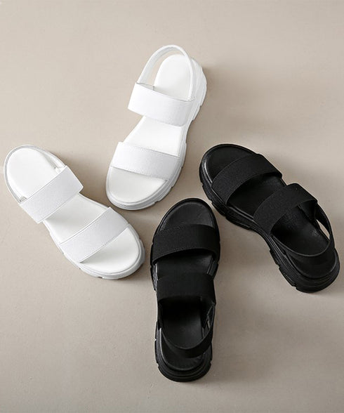 スポーツサンダル レディース厚底サンダル コンフォートサンダル 疲れない ゴムストラップ靴 歩きやすい リラックスサンダル 脱げない カジュアル 走れるサンダル黒 90JIANLONG-005