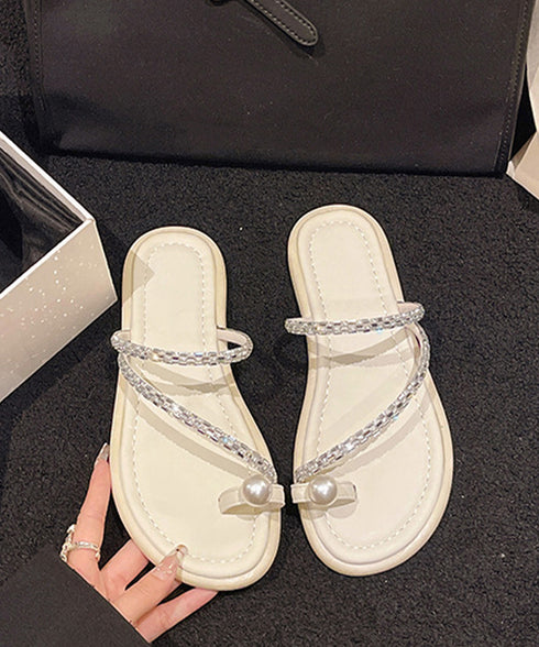 親指トングサンダル 細ストラップサンダル フラットサンダル レディース キラキラ ビジューサンダル きれいめぺたんこサンダル 歩きやすいサマーシューズ 美脚韓国風 90JIANLONG-006