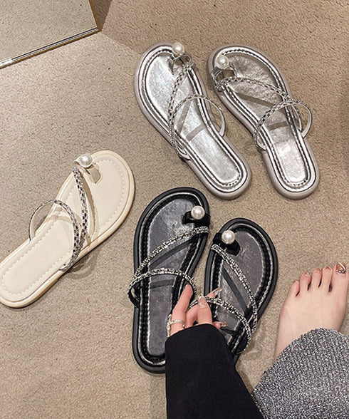 親指トングサンダル 細ストラップサンダル フラットサンダル レディース キラキラ ビジューサンダル きれいめぺたんこサンダル 歩きやすいサマーシューズ 美脚韓国風 90JIANLONG-006