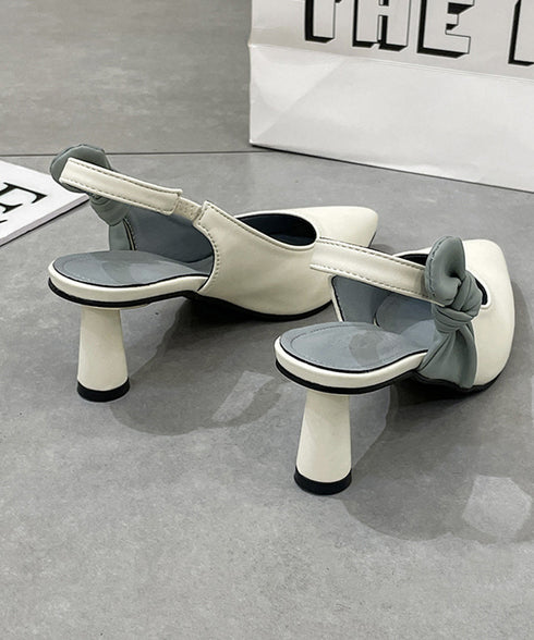 ハイヒールパンプス ポインテッドトゥ配色 オフィスカジュアル 美脚 リボンパンプス バックストラップ フェミニン 疲れにくい靴 痛くないシューズ きれいめ 春秋夏 90JIANLONG-007