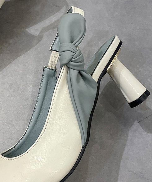 ハイヒールパンプス ポインテッドトゥ配色 オフィスカジュアル 美脚 リボンパンプス バックストラップ フェミニン 疲れにくい靴 痛くないシューズ きれいめ 春秋夏 90JIANLONG-007