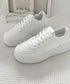 韓国風厚底スニーカーレディース白シューズ 美脚脚長 ベーシック レースアップスニーカー 歩きやすい カジュアル靴痛くない ボリュームソール 通気性 履きやすいくつ 90JIANLONG-008